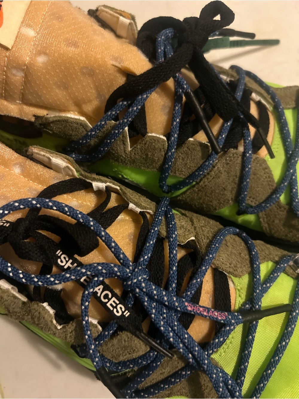 Nike Men’s Neon Green and Olive Suede Mesh Sneakers - Picture 4 of 6
